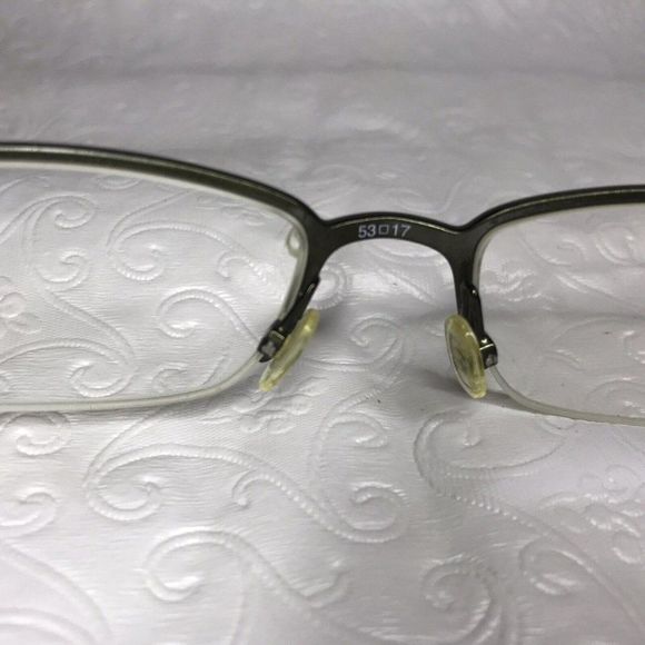 BCBG Max Azria Anjolie Eyeglass Frame Italy Half Rimless 53 17 135 Green Floral - Picture 5 of 12